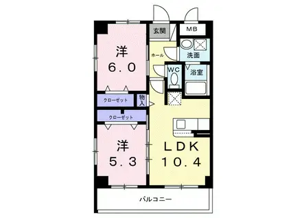 グリーンテラス大山(2LDK/3階)の間取り写真
