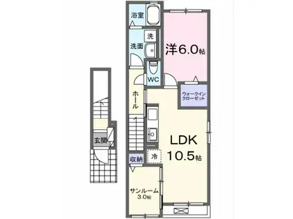 ヴィーナス(1LDK/2階)の間取り写真