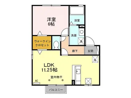 ファーストコートA(1LDK/1階)の間取り写真