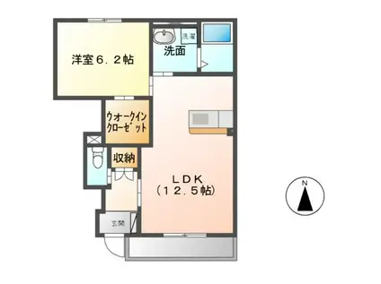 シンビー館Ⅰ棟(1LDK/1階)の間取り写真