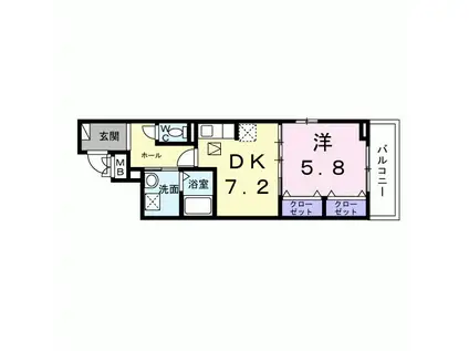 ヒカルサ京都梅津東(1DK/1階)の間取り写真