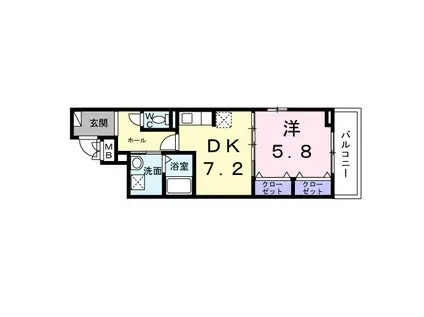 ヒカルサ京都梅津東(1DK/2階)の間取り写真