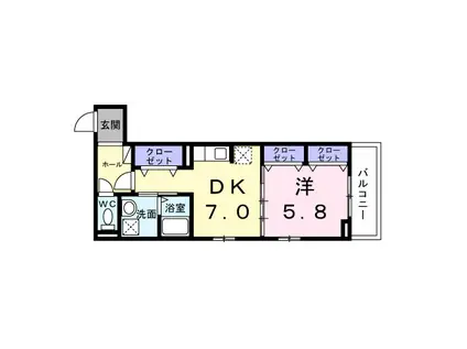 ヒカルサ京都梅津東(1DK/3階)の間取り写真