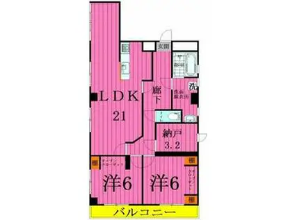RIBEIRAⅠリベイラワン(2SLDK/2階)の間取り写真