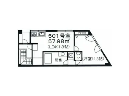 リッツ要町(1LDK/5階)の間取り写真