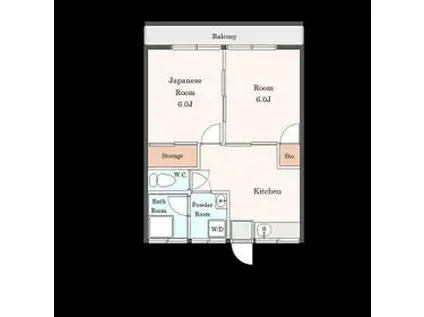 コーポスガイ(2K/2階)の間取り写真