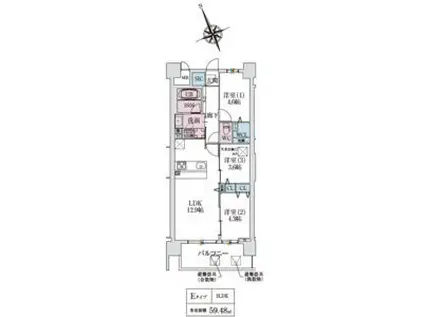 スプランディッド大阪NAMBA LINE旧スプランディッドXIイレブン(3LDK/10階)の間取り写真