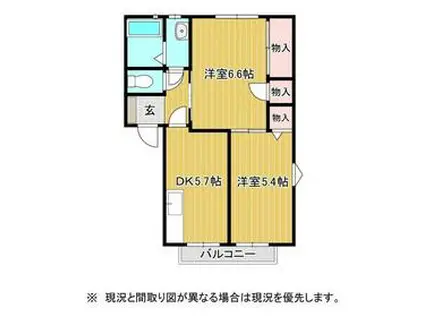 ソシアル沢Ⅲ(2DK/2階)の間取り写真