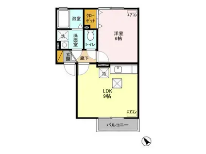 メゾン森PART ⅩⅠ・ⅩⅡ(1LDK/1階)の間取り写真