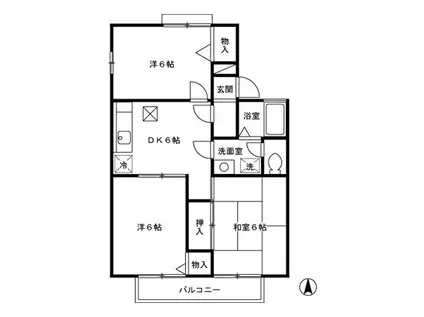 セジュールグランデⅢ(3DK/2階)の間取り写真