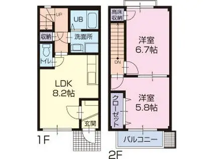ファミール松花Ｂ(2LDK)の間取り写真