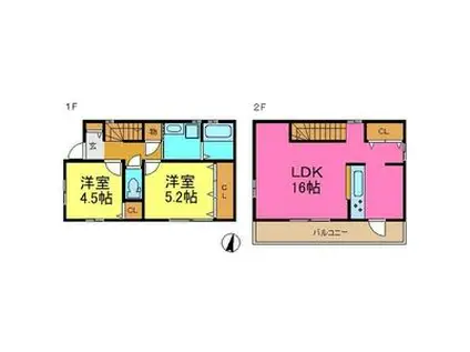 名鉄瀬戸線 大森・金城学院前駅 徒歩20分 2階建 築14年(2LDK)の間取り写真