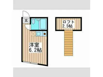 ニューコートくぬぎ山(ワンルーム/2階)の間取り写真
