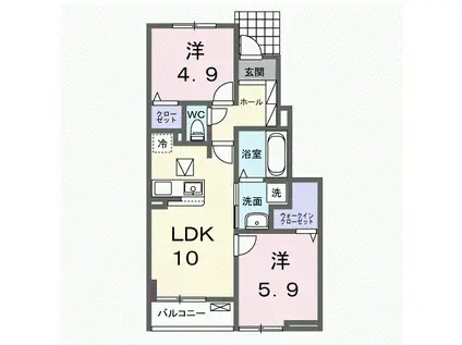 フランA(2LDK/1階)の間取り写真