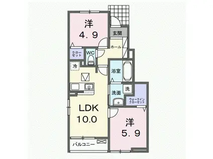 フランA(2LDK/1階)の間取り写真