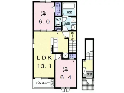 大山ニューライズ Ⅱ(2LDK/2階)の間取り写真