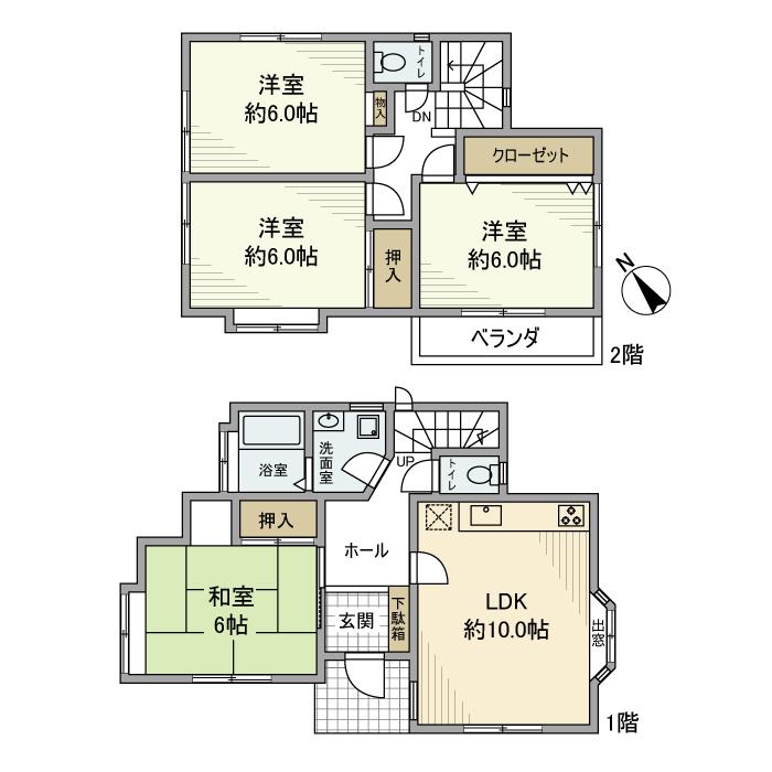 横浜線 菊名駅 徒歩13分 2階建 築29年(4LDK)の間取り写真