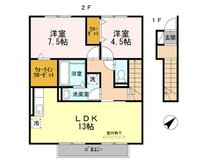 セジュールⅢ(2LDK/2階)の間取り写真