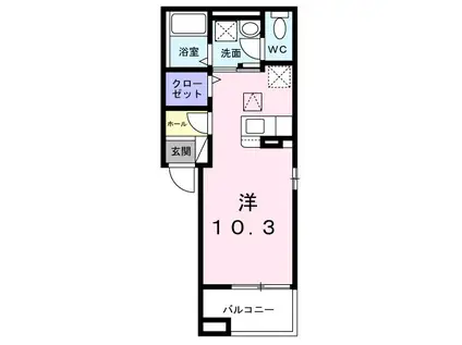 ピクシー(ワンルーム/1階)の間取り写真