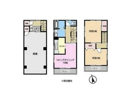 京浜東北・根岸線 蕨駅 徒歩29分 3階建 築32年(2LDK)の間取り写真