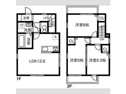 近鉄名古屋線 伊勢朝日駅 徒歩30分 2階建 築4年(3LDK)の間取り写真