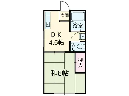 グリーンハウス(1DK/1階)の間取り写真