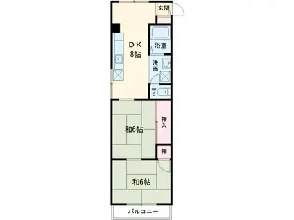 バッカス(2DK/2階)の間取り写真