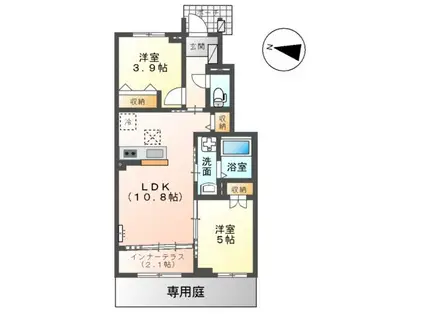 市原市市原アパート(2LDK/1階)の間取り写真