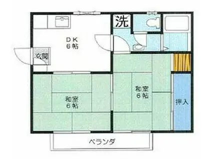 ハイツ白井(2DK/1階)の間取り写真