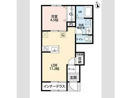 リーブルファイン若葉桜木(1LDK/1階)の間取り写真