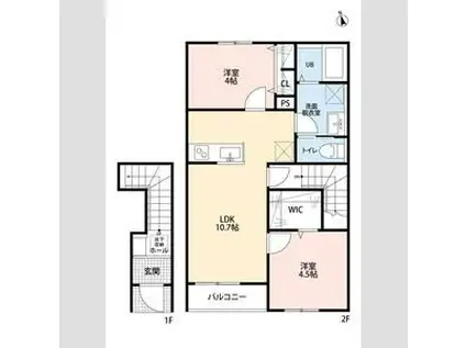 リーブルファイン若葉桜木(2LDK/2階)の間取り写真