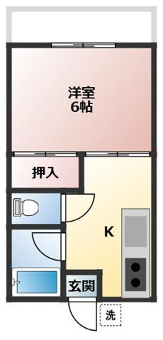 第2横石ハイツ(1K/1階)の間取り写真