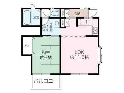岩﨑アパート(1LDK/2階)の間取り写真