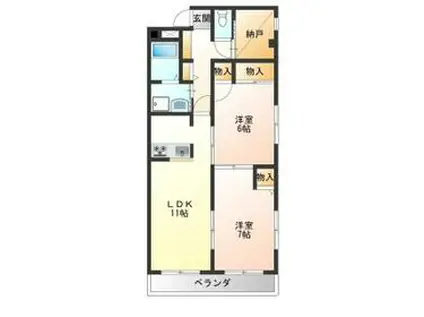 アスク星ヶ丘(2SLDK/1階)の間取り写真