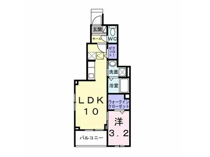 プロスペリタ島田橋(1LDK/1階)の間取り写真