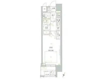 クレイシア芝浦(1K/3階)の間取り写真