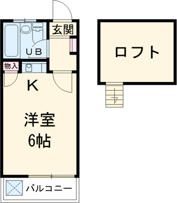 グリーンテラス(ワンルーム/2階)の間取り写真