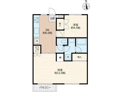 アムスプラザA棟(2DK/2階)の間取り写真