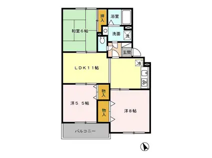 ロイトンⅠ(3LDK/2階)の間取り写真