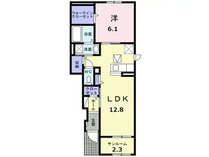 ヴィラ・アリーエ Ⅴ(1LDK/1階)の間取り写真