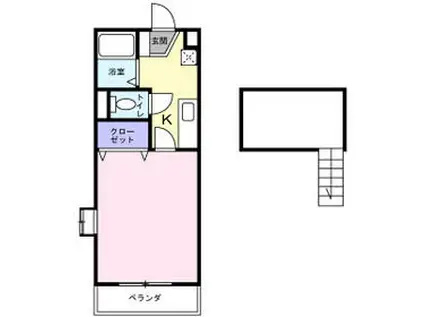 メビウスメルズⅡ(1K/1階)の間取り写真