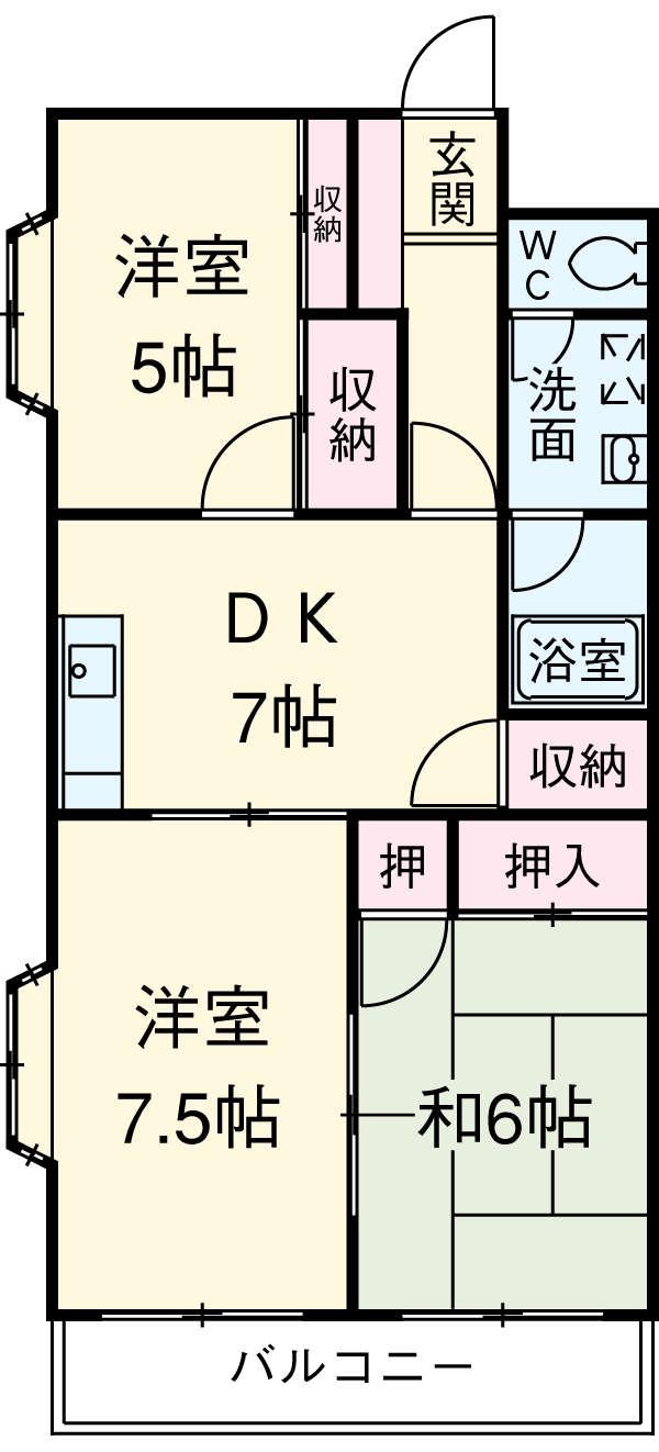 サンフラワーマンション(3DK/2階)の間取り写真