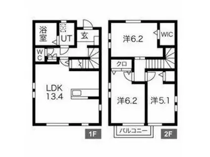 東北本線 宇都宮駅 徒歩15分 2階建 築11年(3LDK)の間取り写真