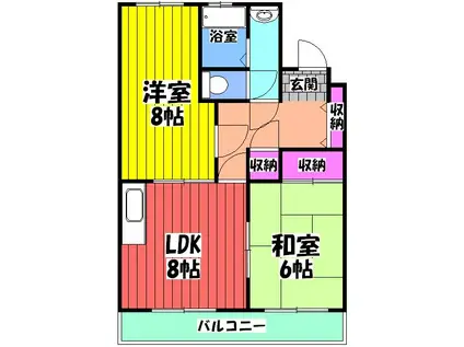 カサド・エムズ(2LDK/1階)の間取り写真