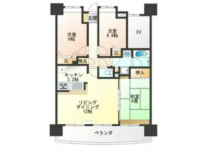 ナイスアーバン元今泉(3LDK/13階)の間取り写真