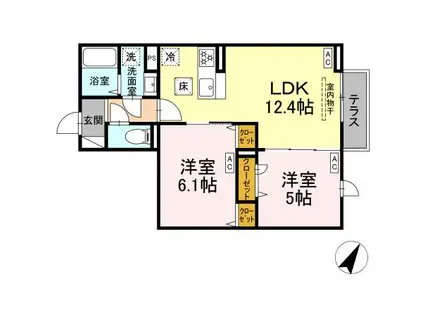 セレスティア白鷺Ⅱ(2LDK/1階)の間取り写真