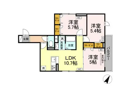 セレスティア白鷺Ⅱ(3LDK/3階)の間取り写真