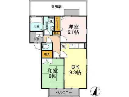 パルティーレ(2DK/1階)の間取り写真