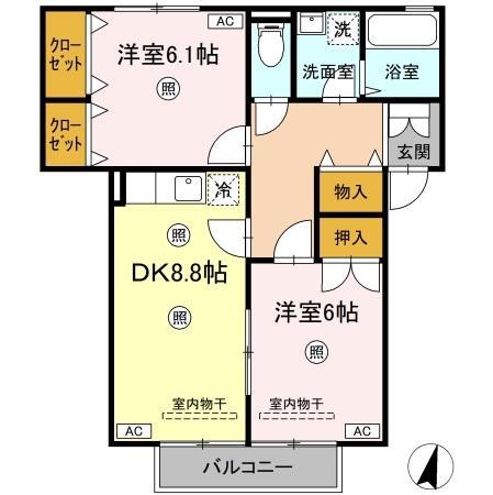 パルティーレ(2DK/2階)の間取り写真