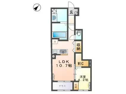 エスコートⅡ(1LDK/1階)の間取り写真